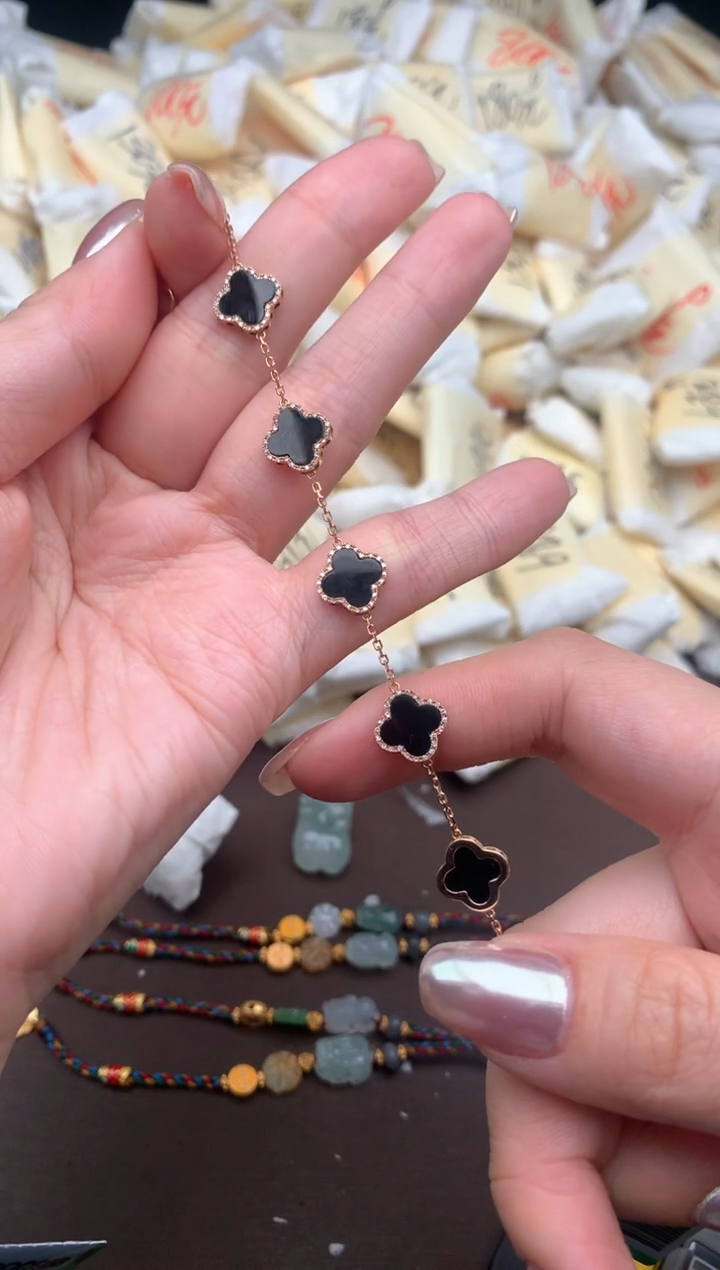 【闪购商品】翡翠手链18K金镶嵌一