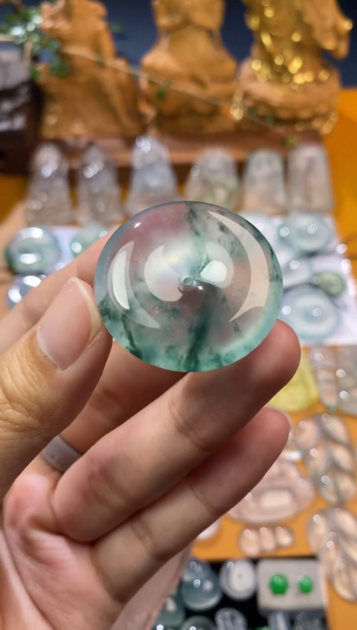 【闪购商品】定制翡翠未镶嵌平安扣32.5*6.4