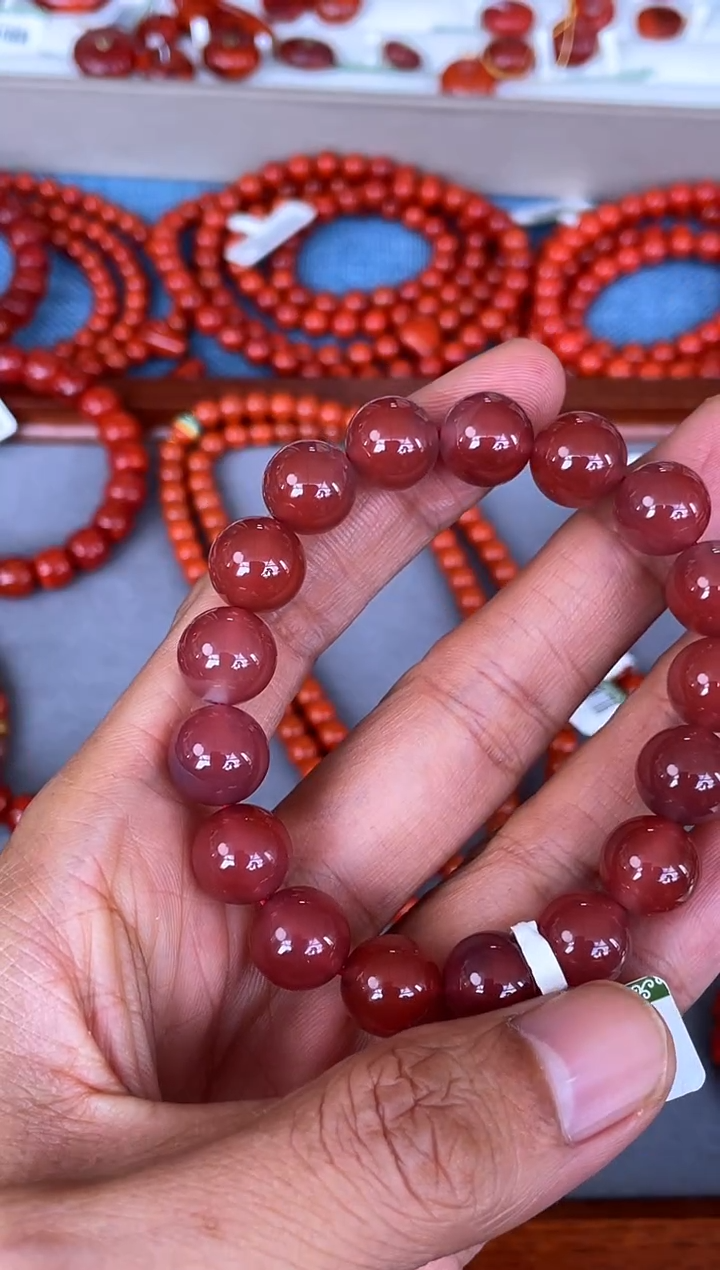 未镶嵌手串南红玛瑙N45保山料原矿玉化冰粉11mm单圈