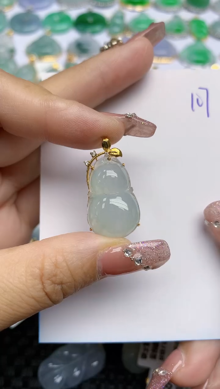 【闪购商品】翡翠颈饰18K金镶嵌天然A货翡翠 107