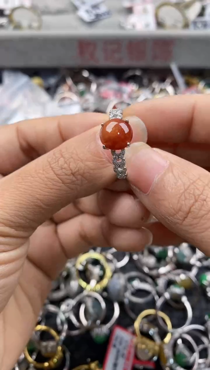 银S925镶嵌戒指翡翠888---3