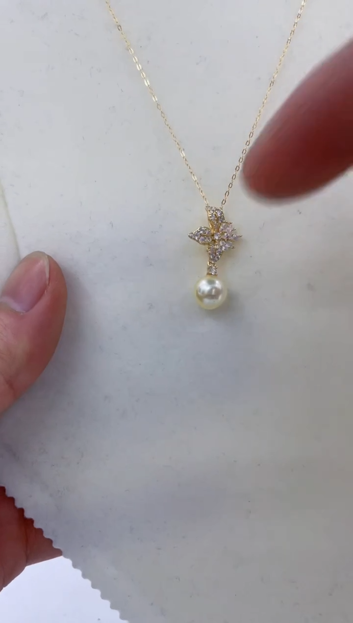 颈饰银S925镶嵌海水珍珠  