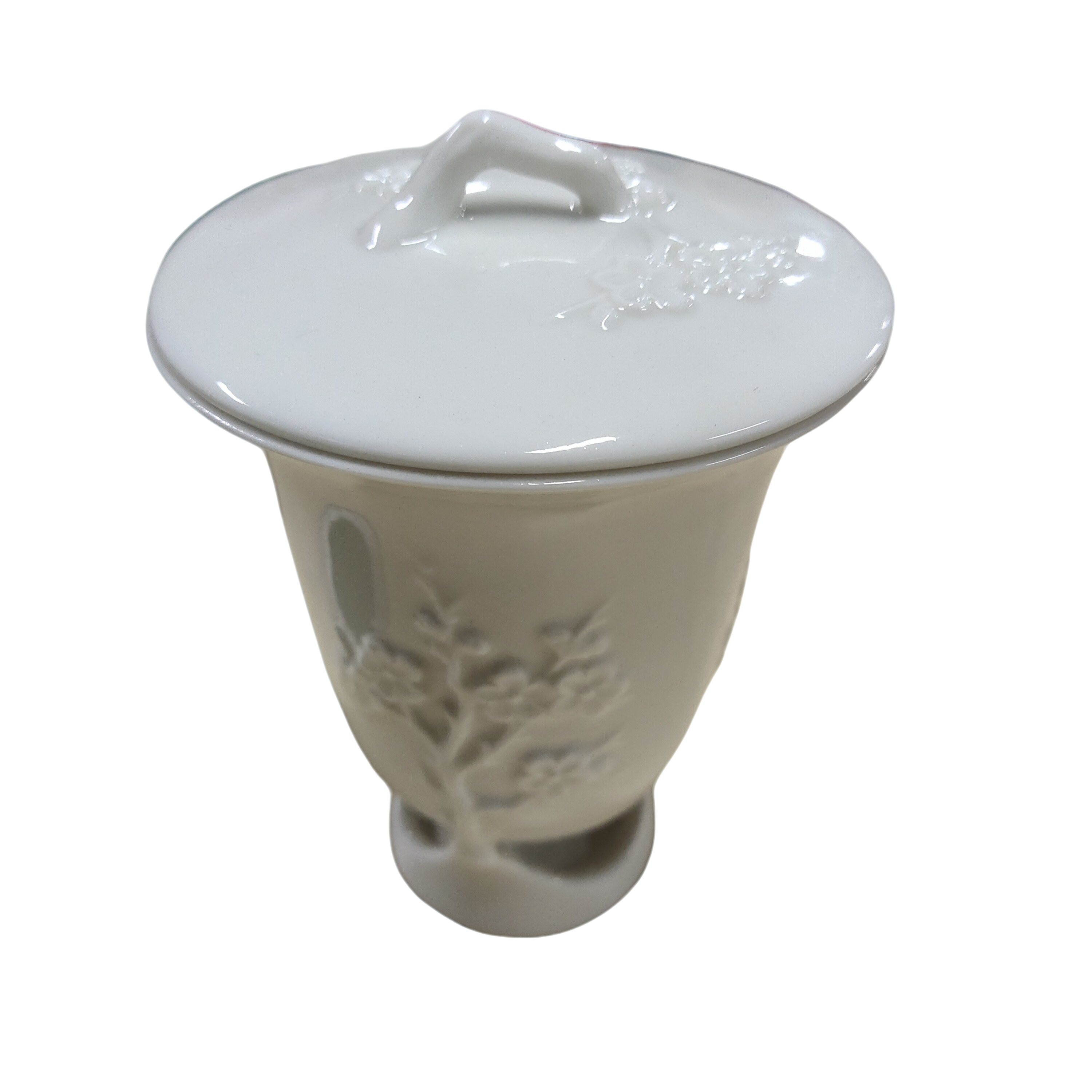 德化白瓷高脚盖杯 