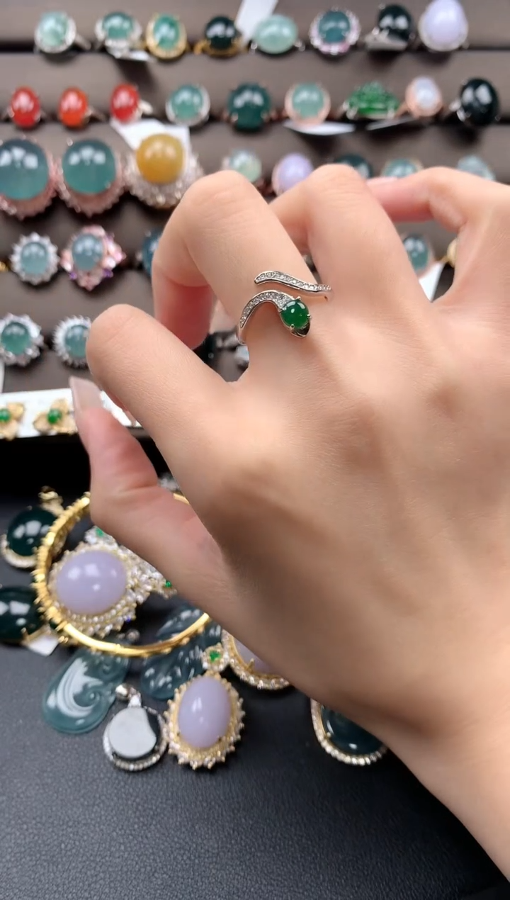 【闪购商品】翡翠戒指银S925镶嵌432432