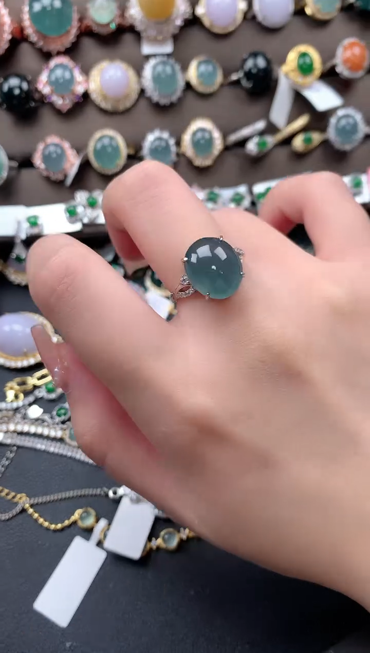 【闪购商品】翡翠戒指银S925镶嵌52141