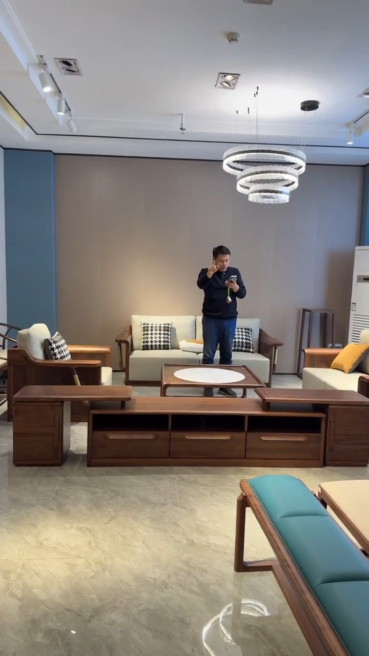 实木纯实木北美黑胡桃沙发套餐1+2+3沙发+茶几（拍下联系客服）