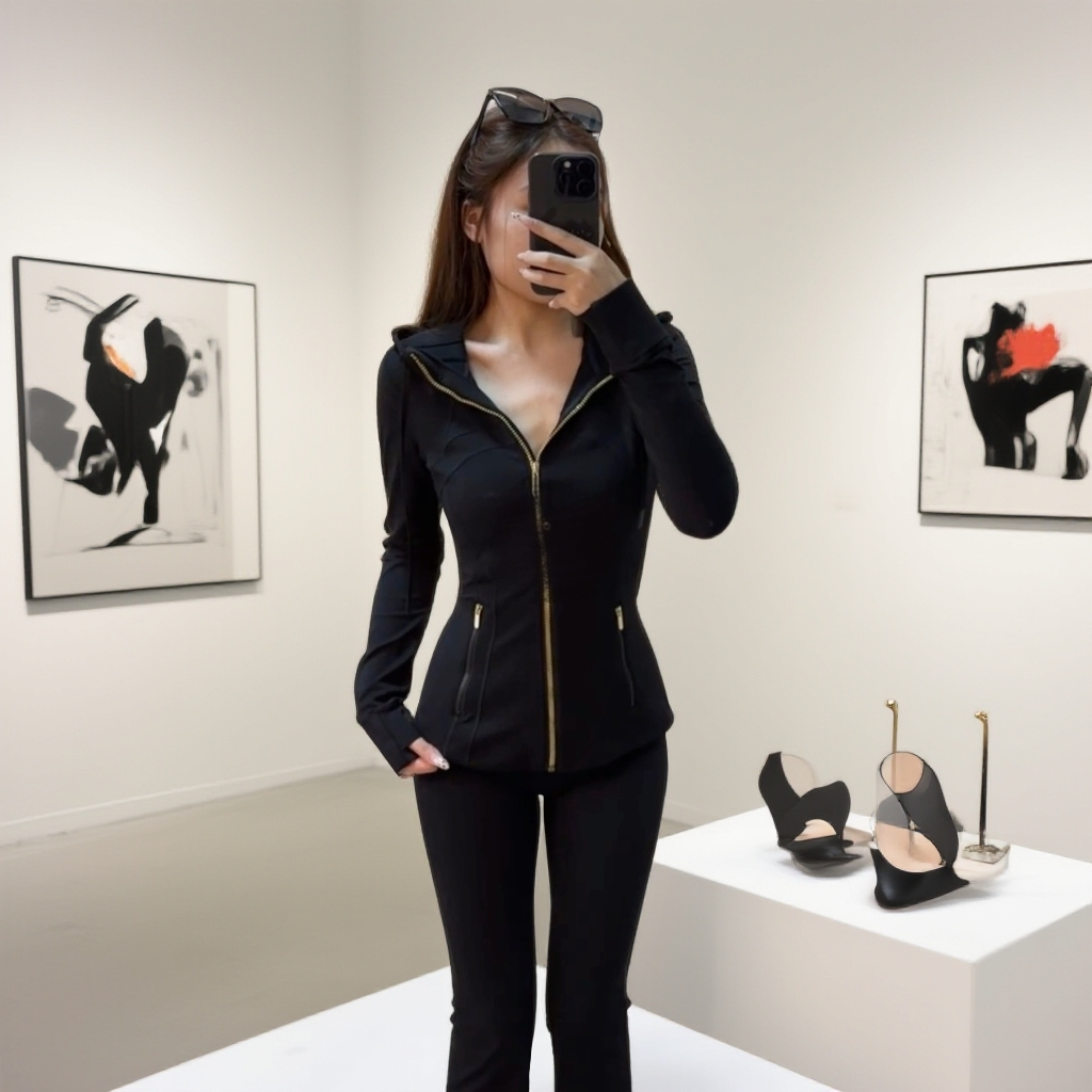 立领修身瑜伽服长款薄款一毛毛一样样