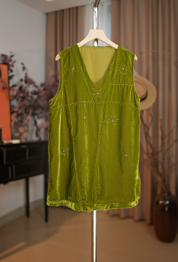 5015女士新款休闲宽松遮肉显瘦无袖V领上衣