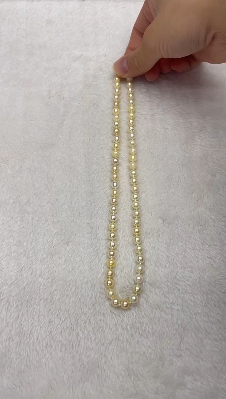 银S925镶嵌海水珍珠项链AK羽皇金6.5-7mm（多样性发一）