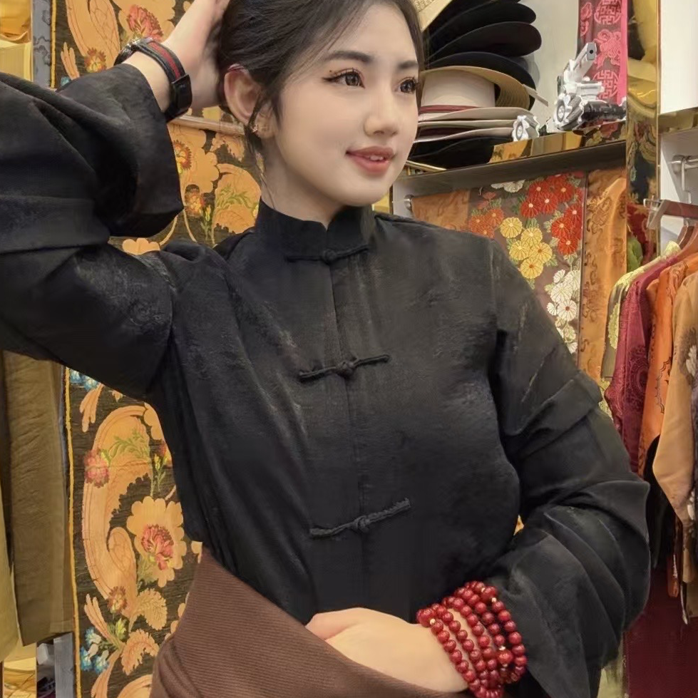 藏式对口衬衣 立领 提花