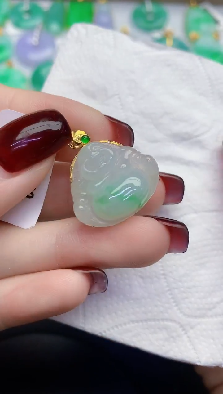 颈饰银S925镶嵌翡翠缅甸天然翡翠A货