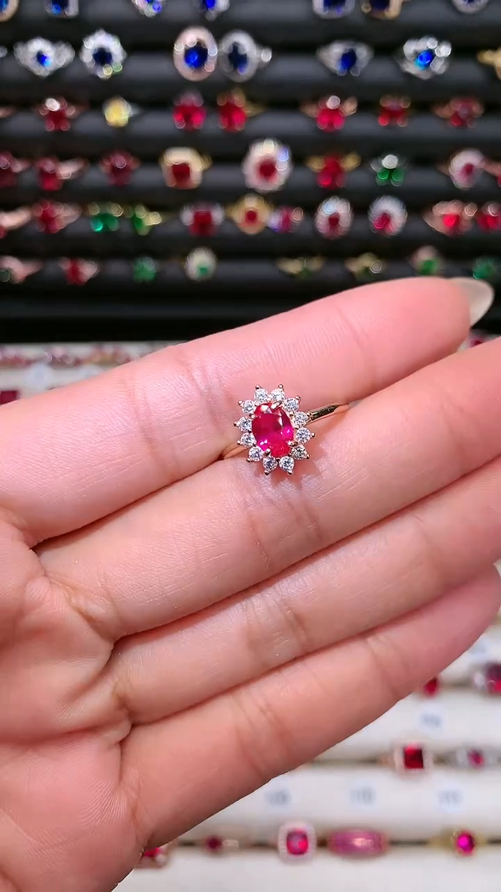 【闪购商品】红宝石戒指银S925镶嵌57玫瑰金