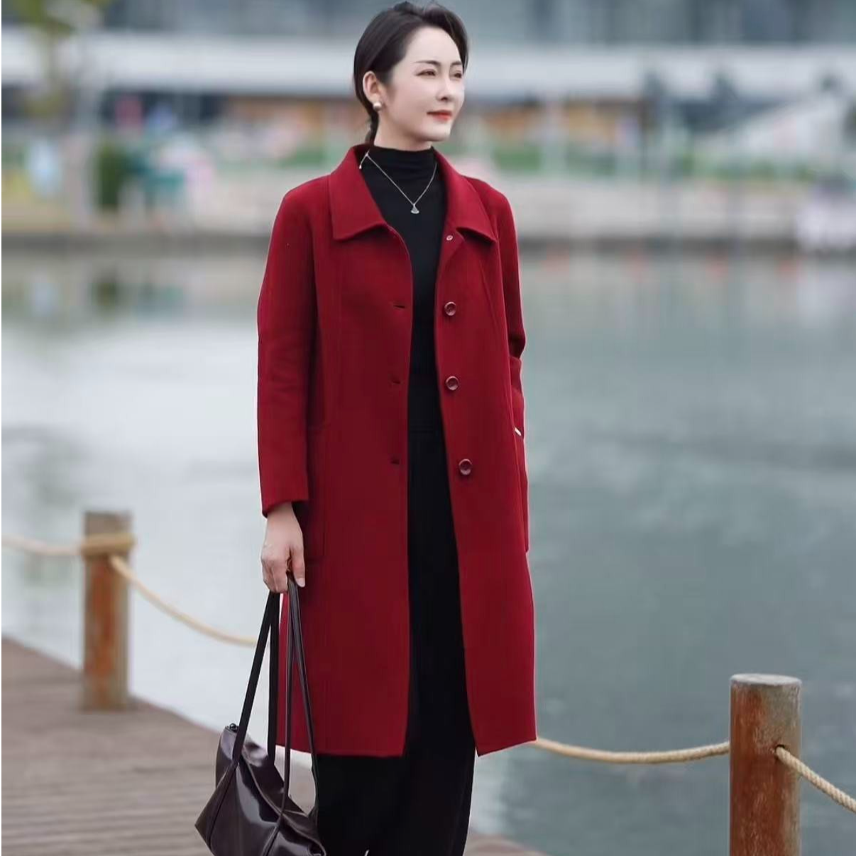 Xuanzi/萱兹中长款【100%纯羊毛】双面羊毛大衣韩版高端气质百搭Z