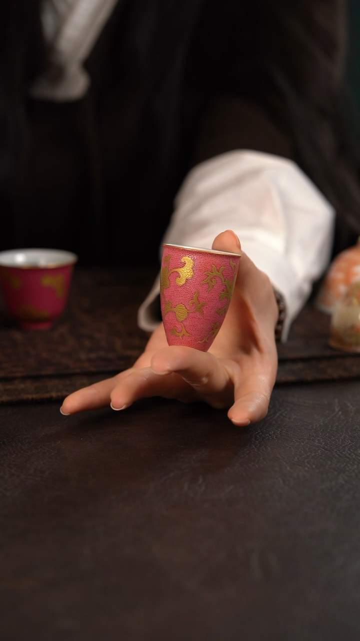 【闪购商品】杯德韶轩胭脂水扒花普金划水闻香杯