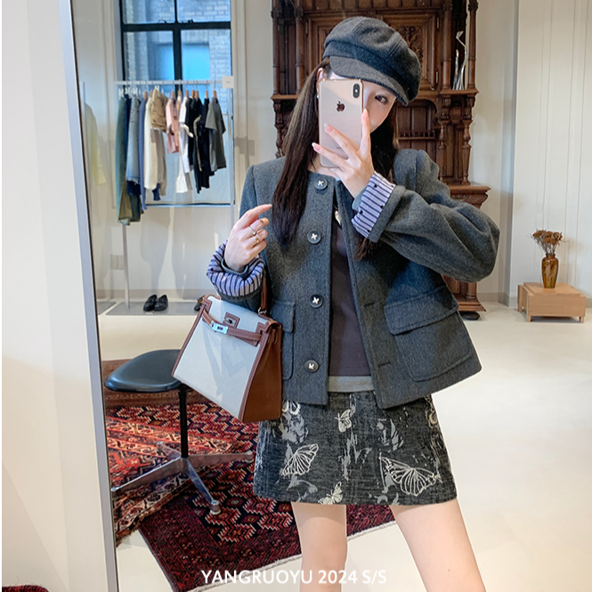 【慵懒灰调】2025春季小香风外套女高档气质短款上衣