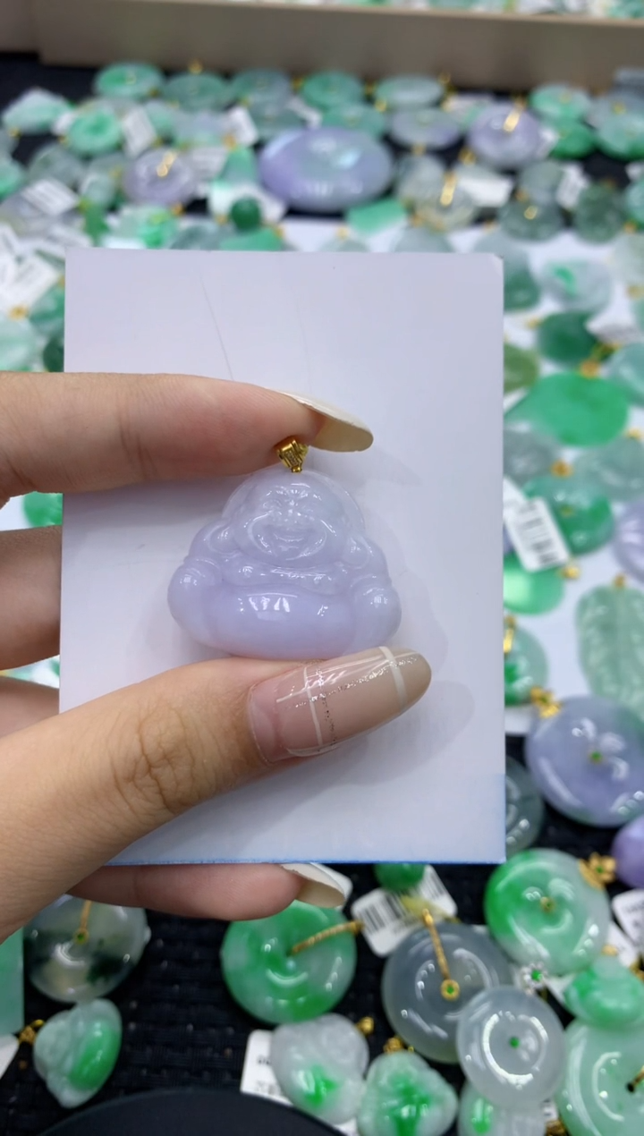 颈饰18K金镶嵌翡翠天然缅甸翡翠A货