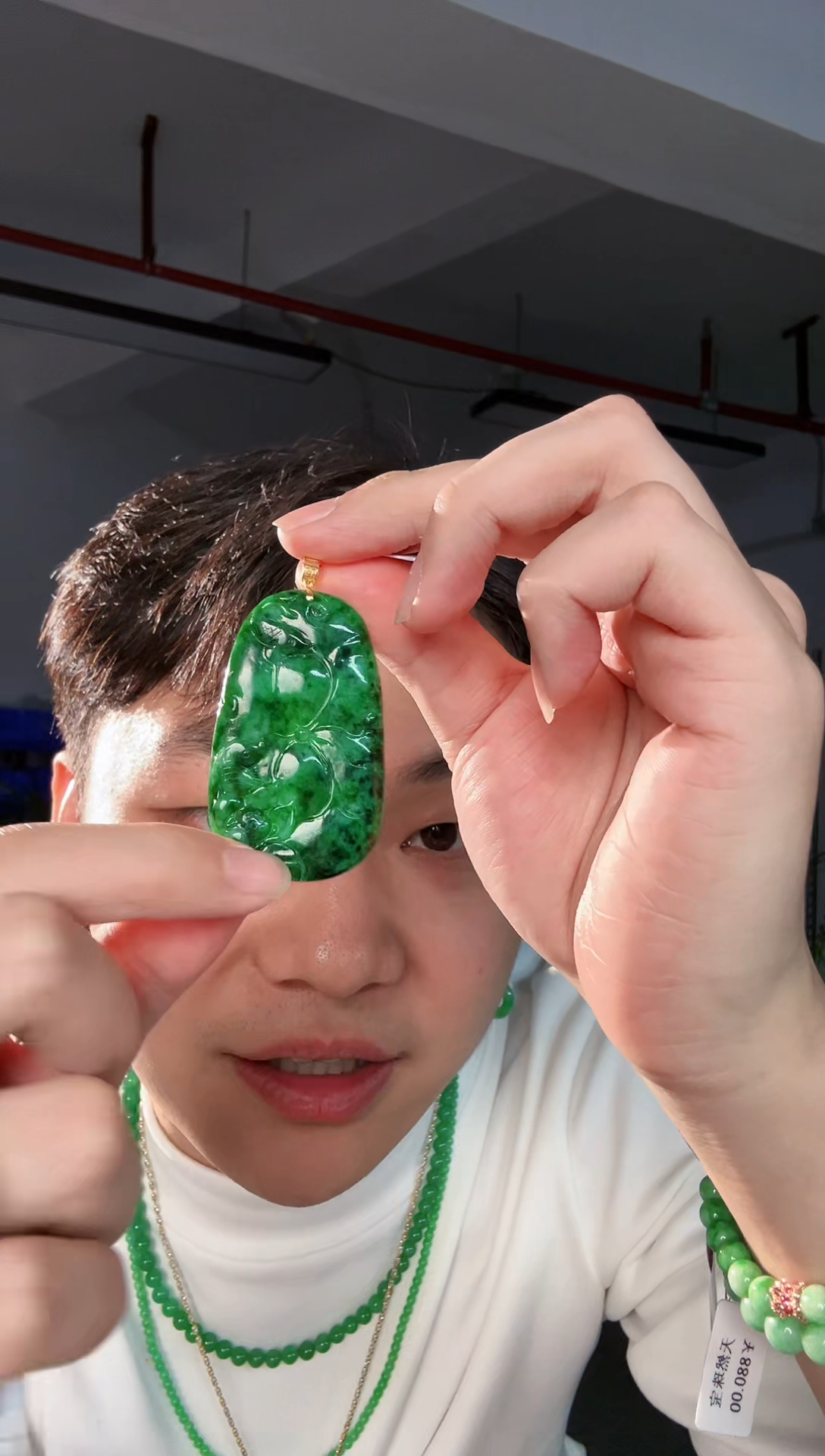 【闪购商品】翡翠颈饰18K金镶嵌缅料A货翡翠/支持复检/一件