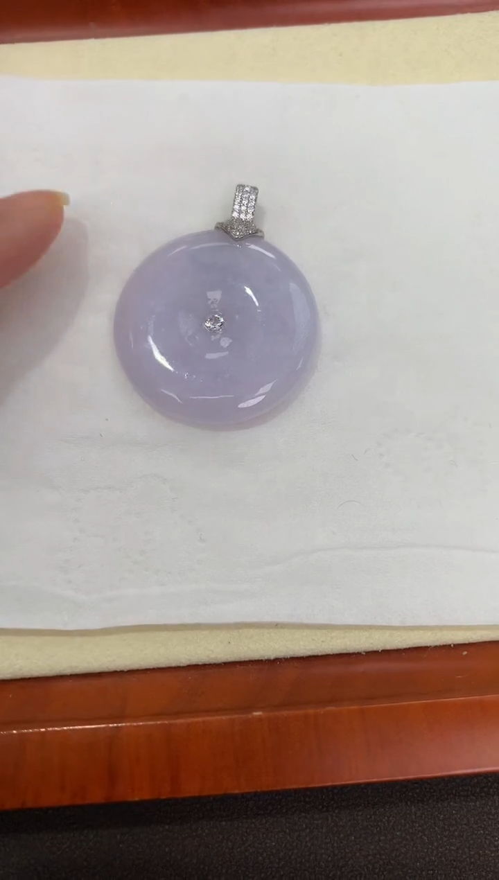 翡翠银S925镶嵌颈饰天然缅甸a货翡翠淡紫