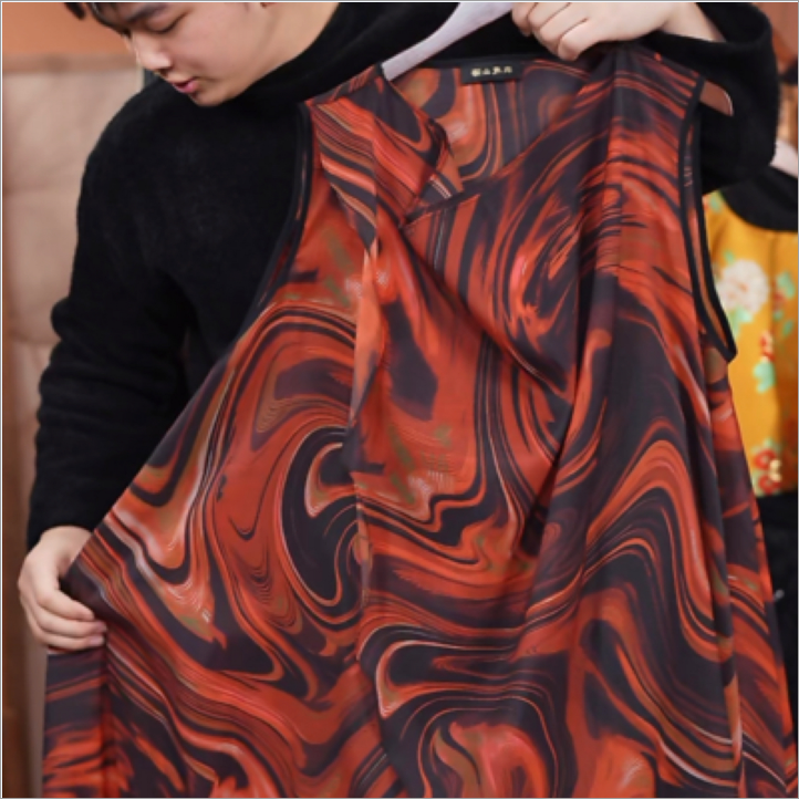 【大海轻奢】BF32678新款橙色堆堆领交叉连衣裙