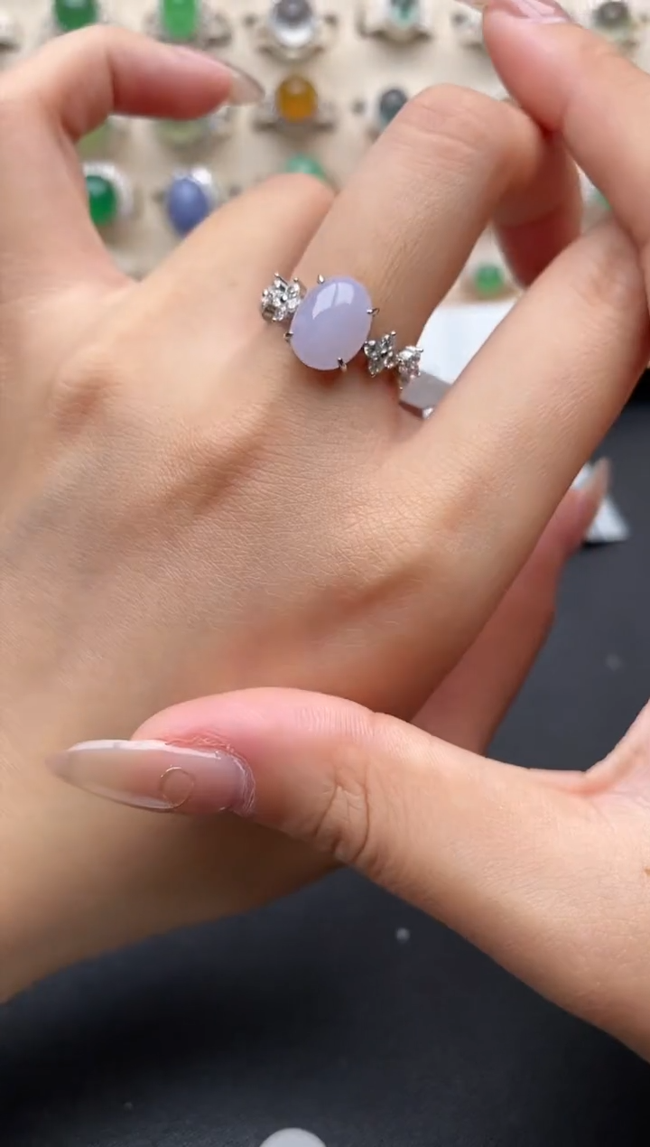 【闪购商品】翡翠戒指银S925镶嵌一物一证一礼盒