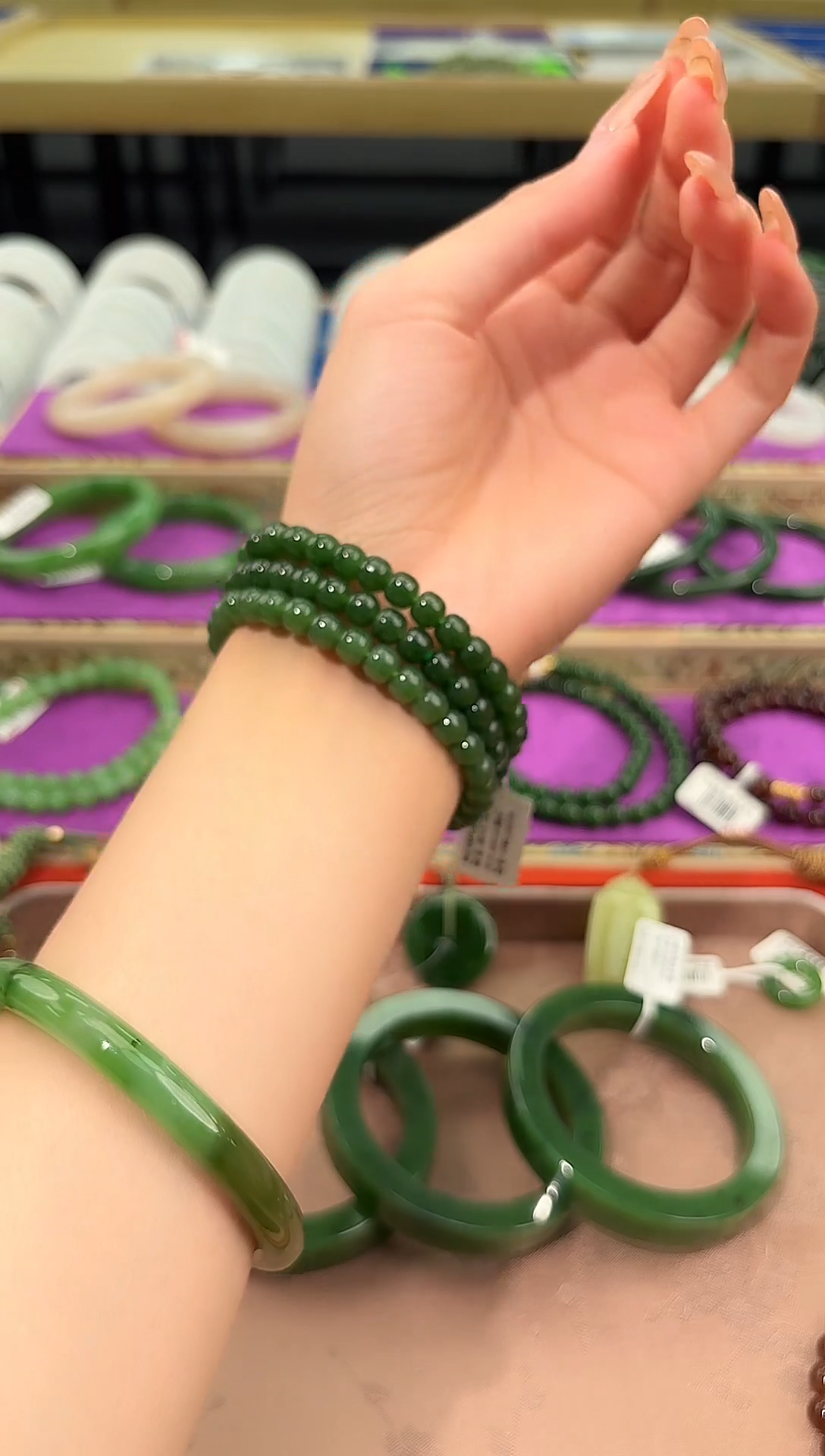 未镶嵌手串和田玉和田玉碧玉老型珠手串多样性发一