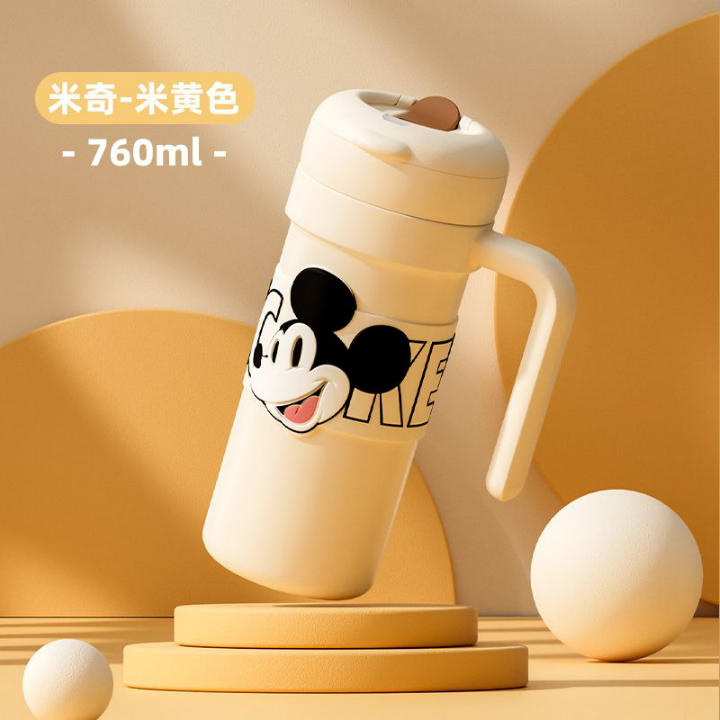 迪士尼米奇双饮316不锈钢保温杯大容量便携式保冷吸管杯 9812