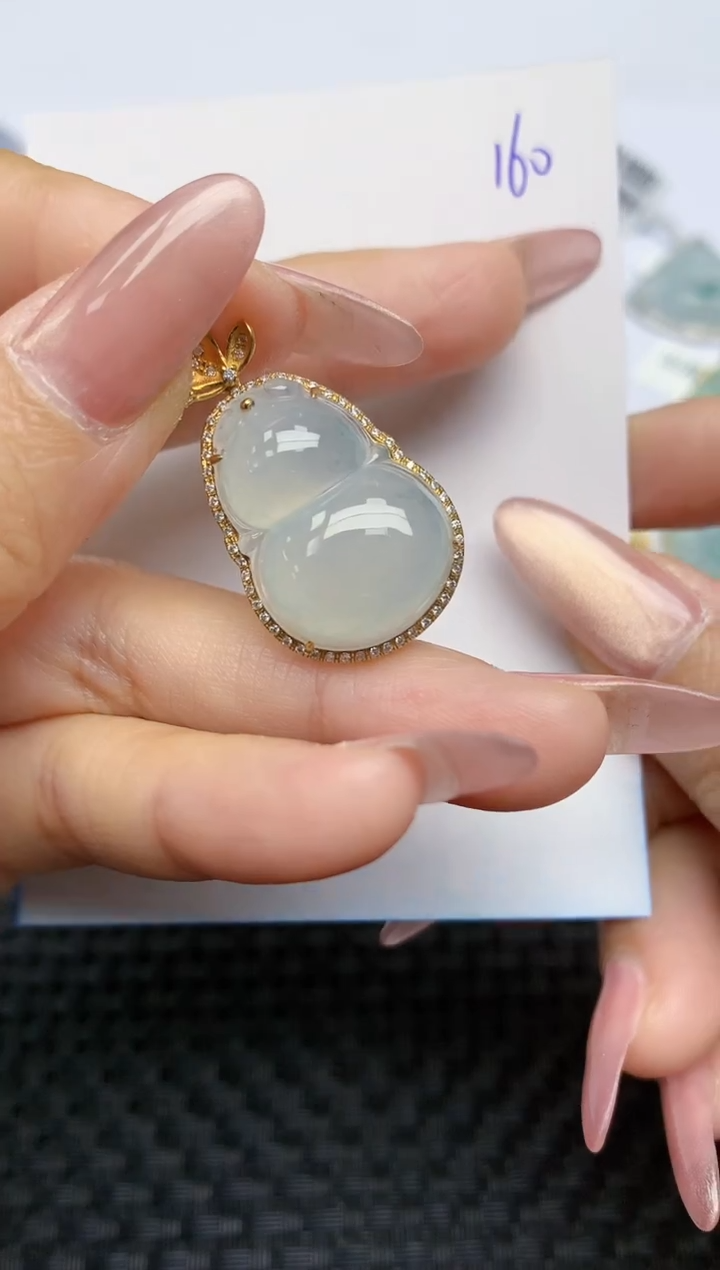 【闪购商品】翡翠颈饰18K金镶嵌天然A货翡翠 160