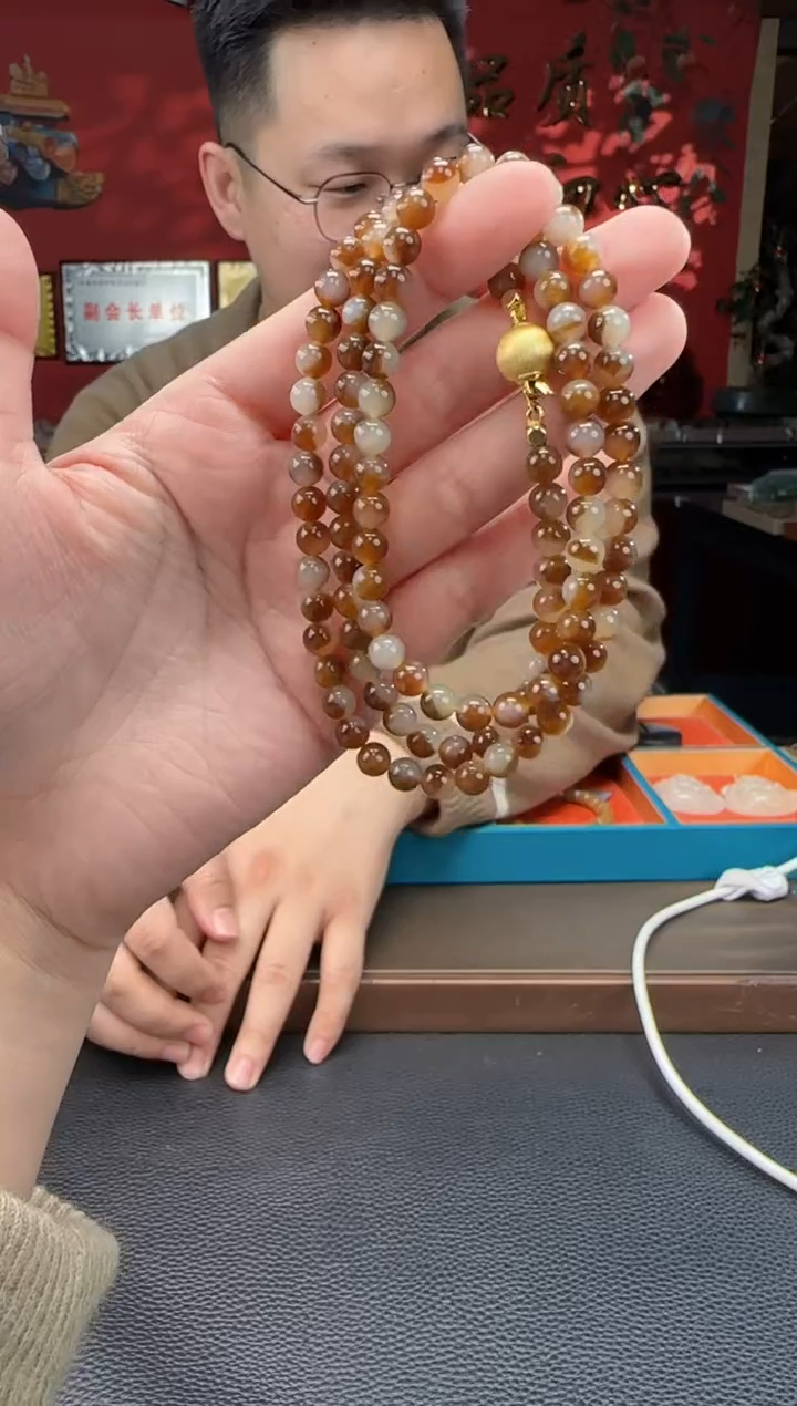【闪购商品】和田玉未镶嵌颈饰且末糖白108颗多圈卡6