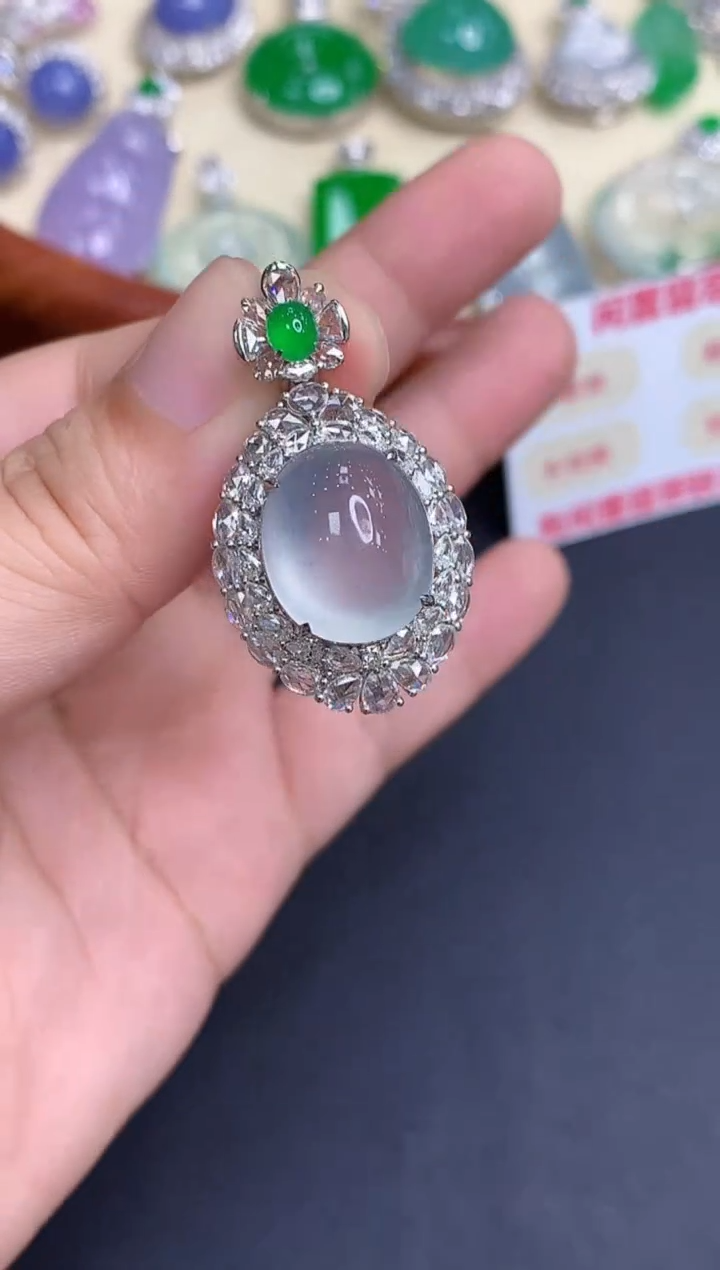 吊坠(不含链)18K金镶嵌翡翠636-中国好珍宝