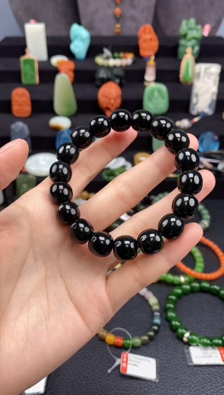 【闪购商品】和田玉-未镶嵌12mm塔青老型手串