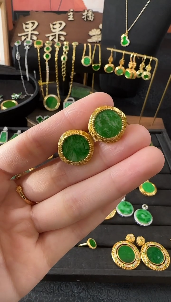 【闪购商品】翡翠耳饰银S925镶嵌耳饰