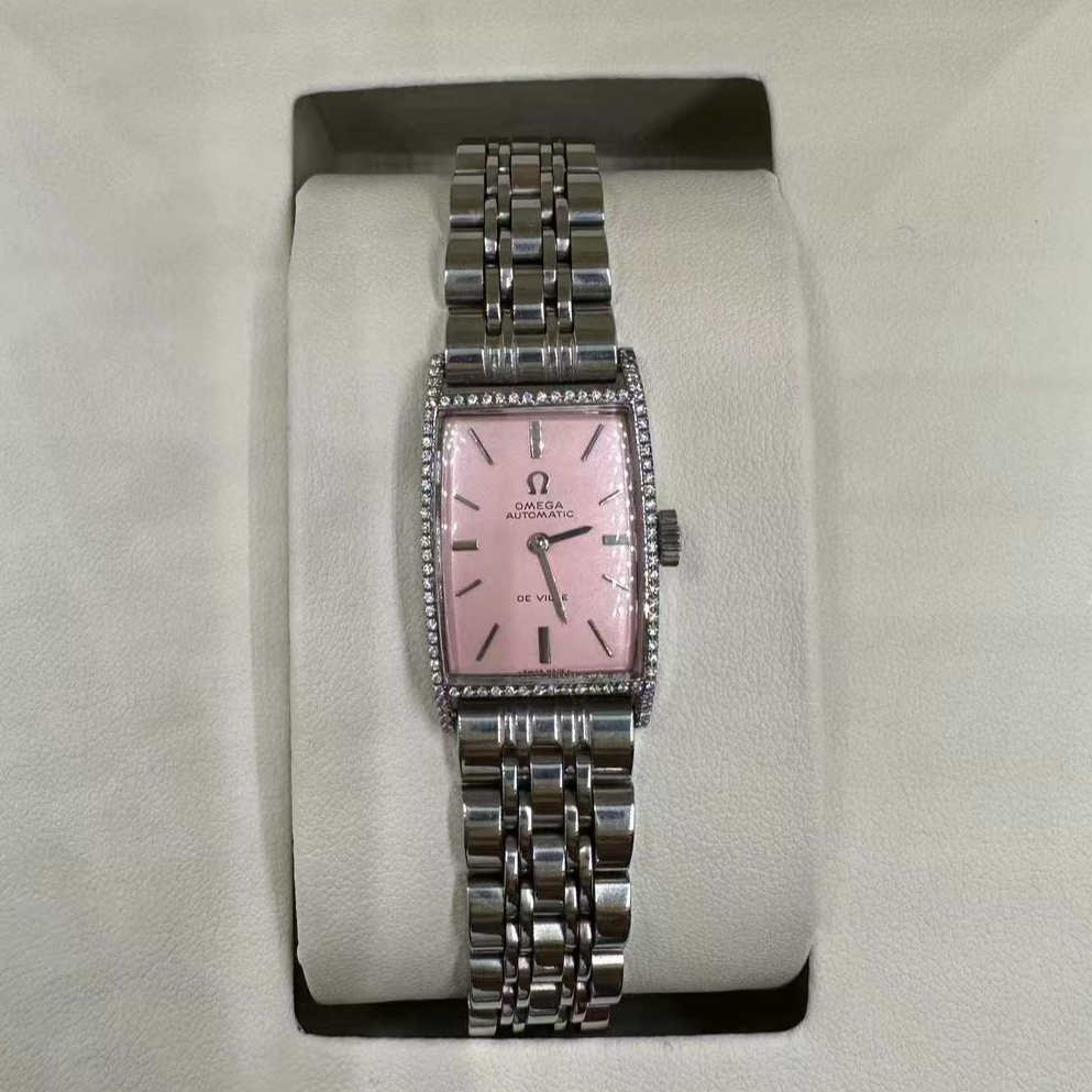 95新 Omega/欧米茄 自动机械表后镶钻盘19x24腕18/25610410/yy