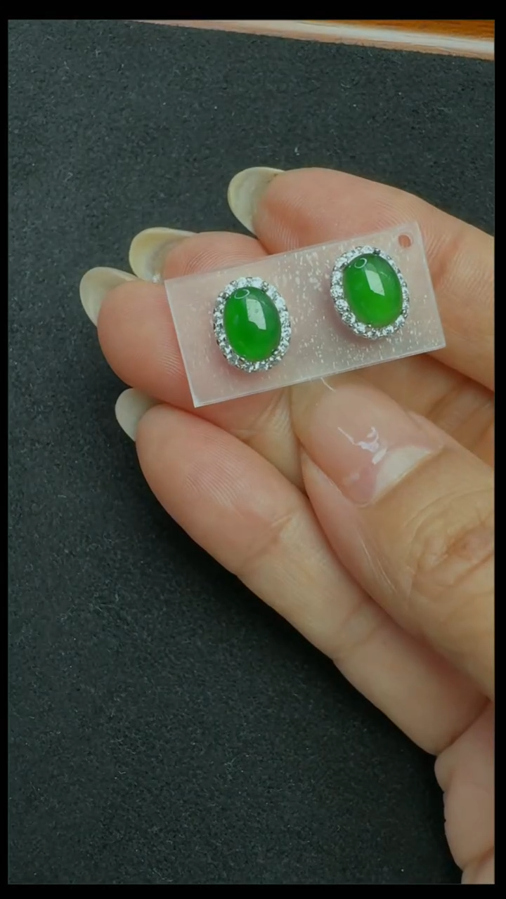 【闪购商品】翡翠耳饰银S925镶嵌蛋面