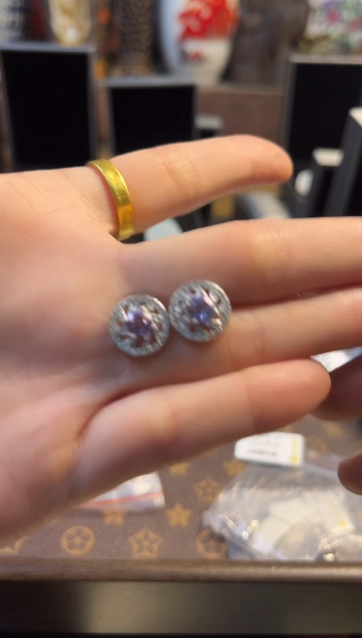 银S925镶嵌耳钉水晶鳳玉善源直播推荐