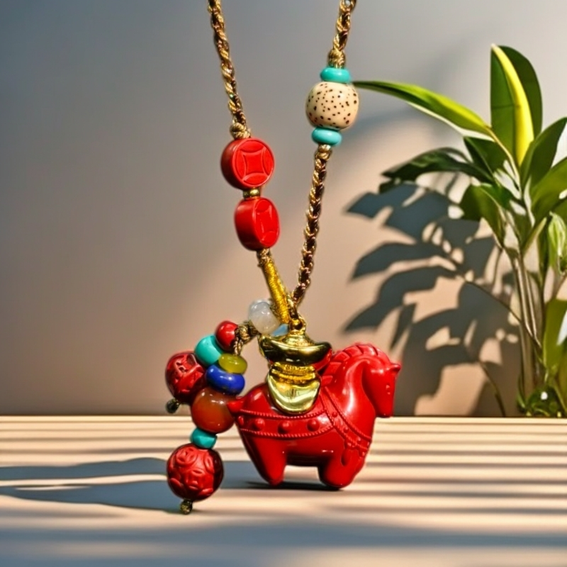 含辰砂工艺品朱砂颈饰马造型吊坠ZS-JS0248