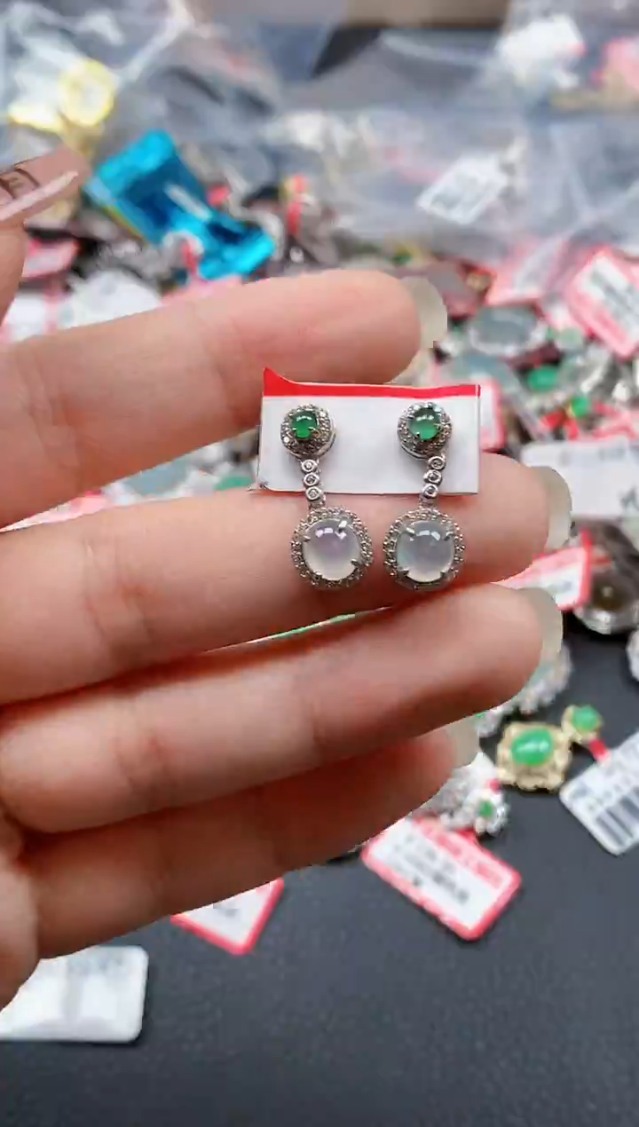 银S925镶嵌戒指翡翠天然A货缅甸翡翠