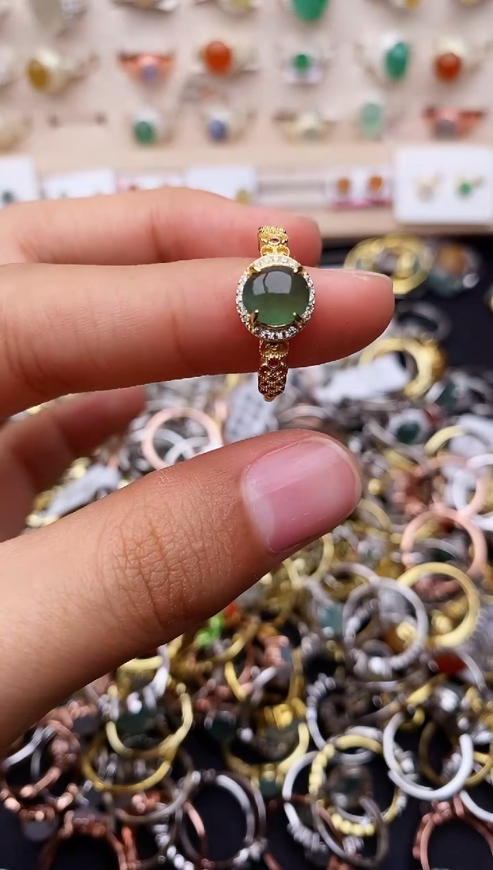 【闪购商品】翡翠戒指银S925镶嵌缅甸翡翠