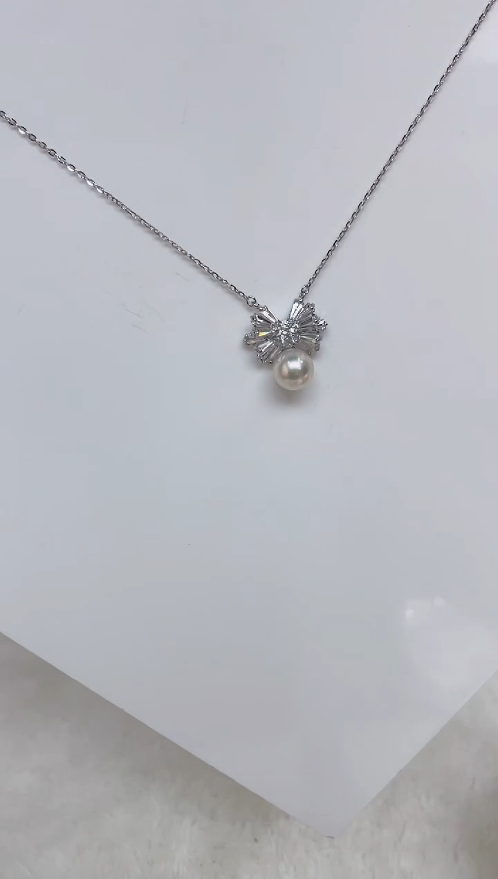 海水珍珠银S925镶嵌颈饰