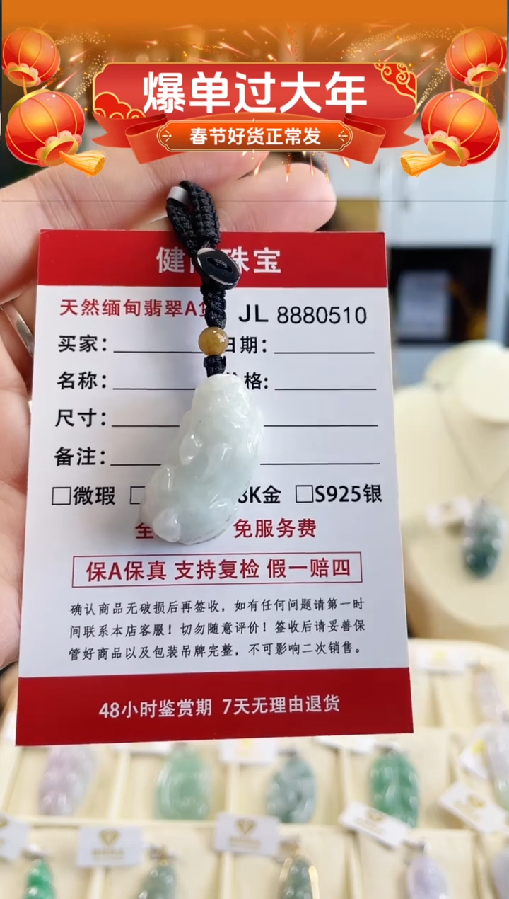 【闪购商品】翡翠颈饰未镶嵌天然缅甸翡翠 貔貅挂饰