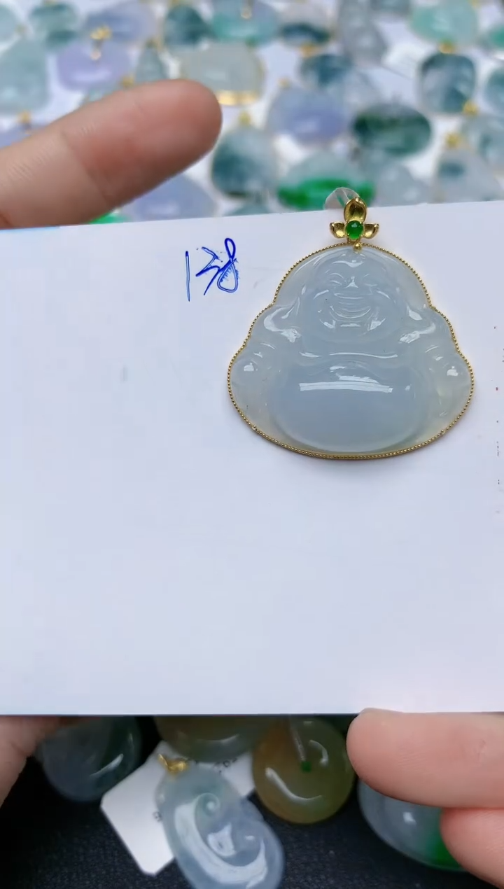 【闪购商品】翡翠颈饰18K金镶嵌天然翡翠A货    