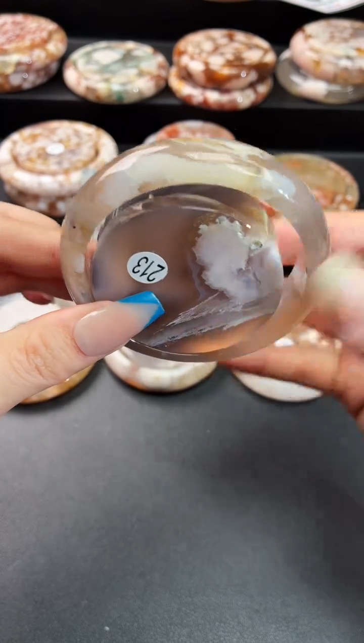 手镯玛瑙/玉髓未镶嵌石英质玉57圈56/57带(赠送镯心)