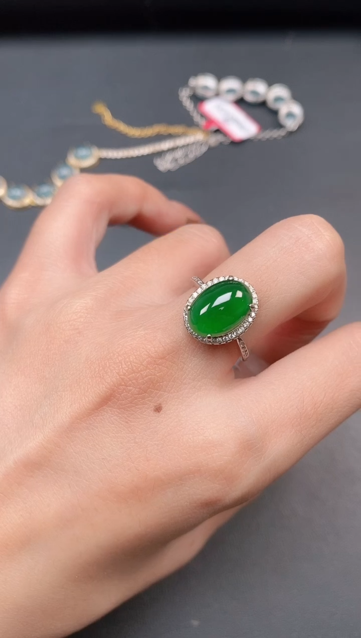 银S925镶嵌戒指翡翠11