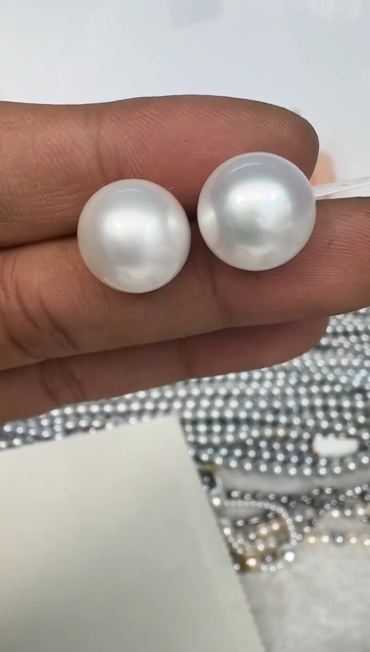 18K金镶嵌耳饰海水珍珠耳钉12