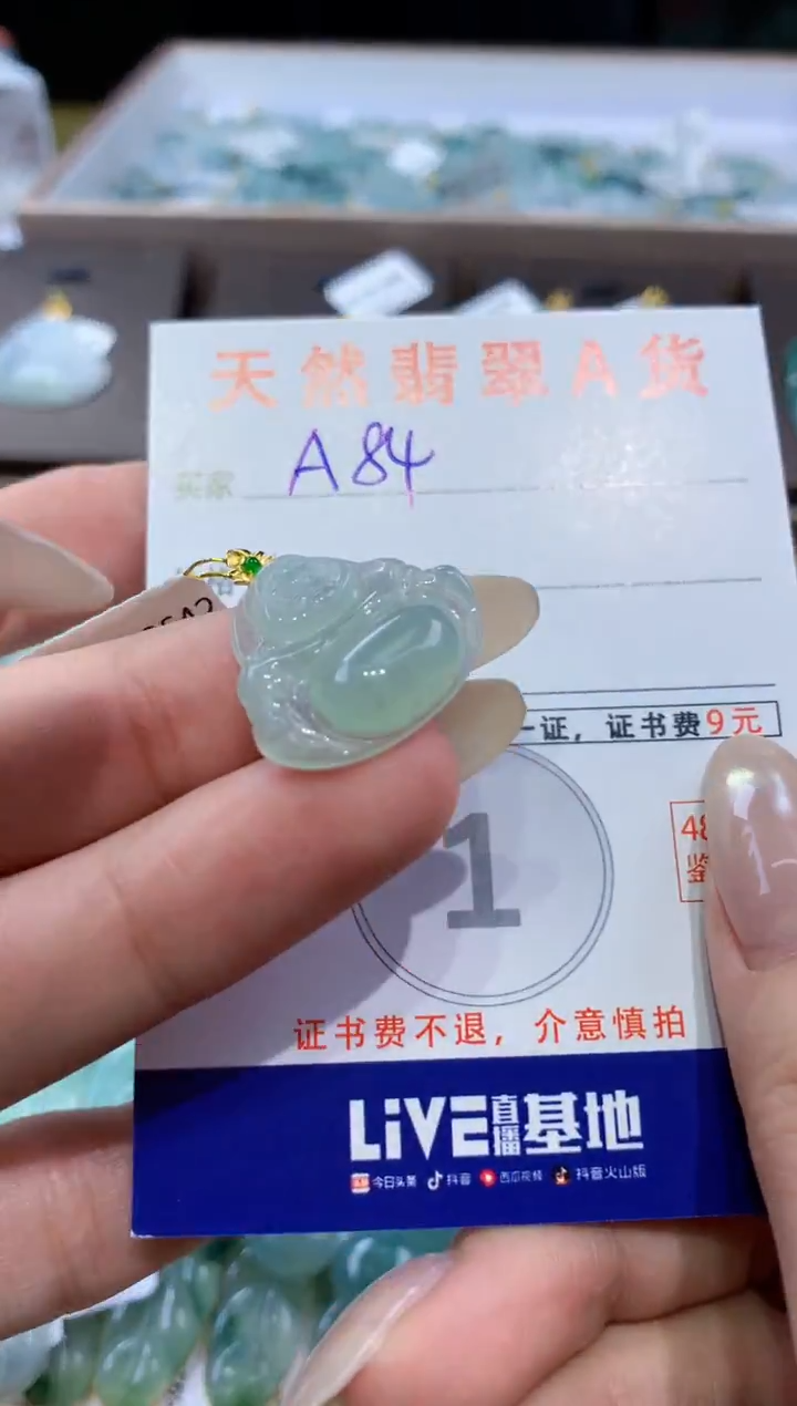 颈饰18K金镶嵌翡翠天然翡翠A货挂件