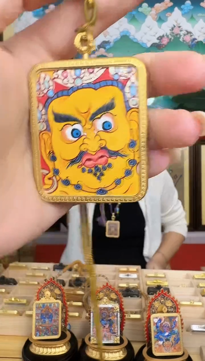吊坠黄财神-热贡纯手绘周毛