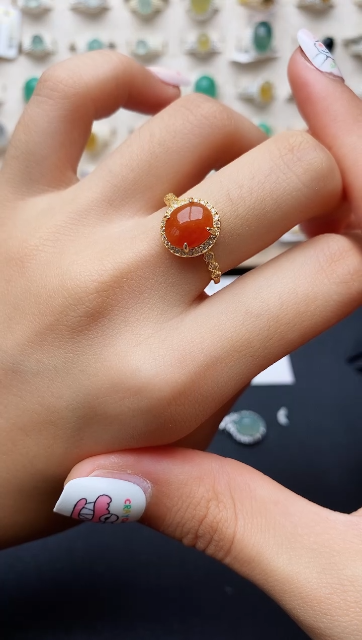 【闪购商品】翡翠戒指银S925镶嵌缅甸翡翠