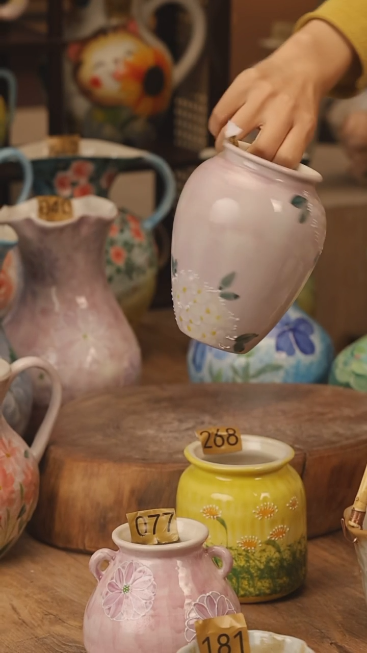 陶瓷景德镇设计师手作花器摆件侘寂风@M172@