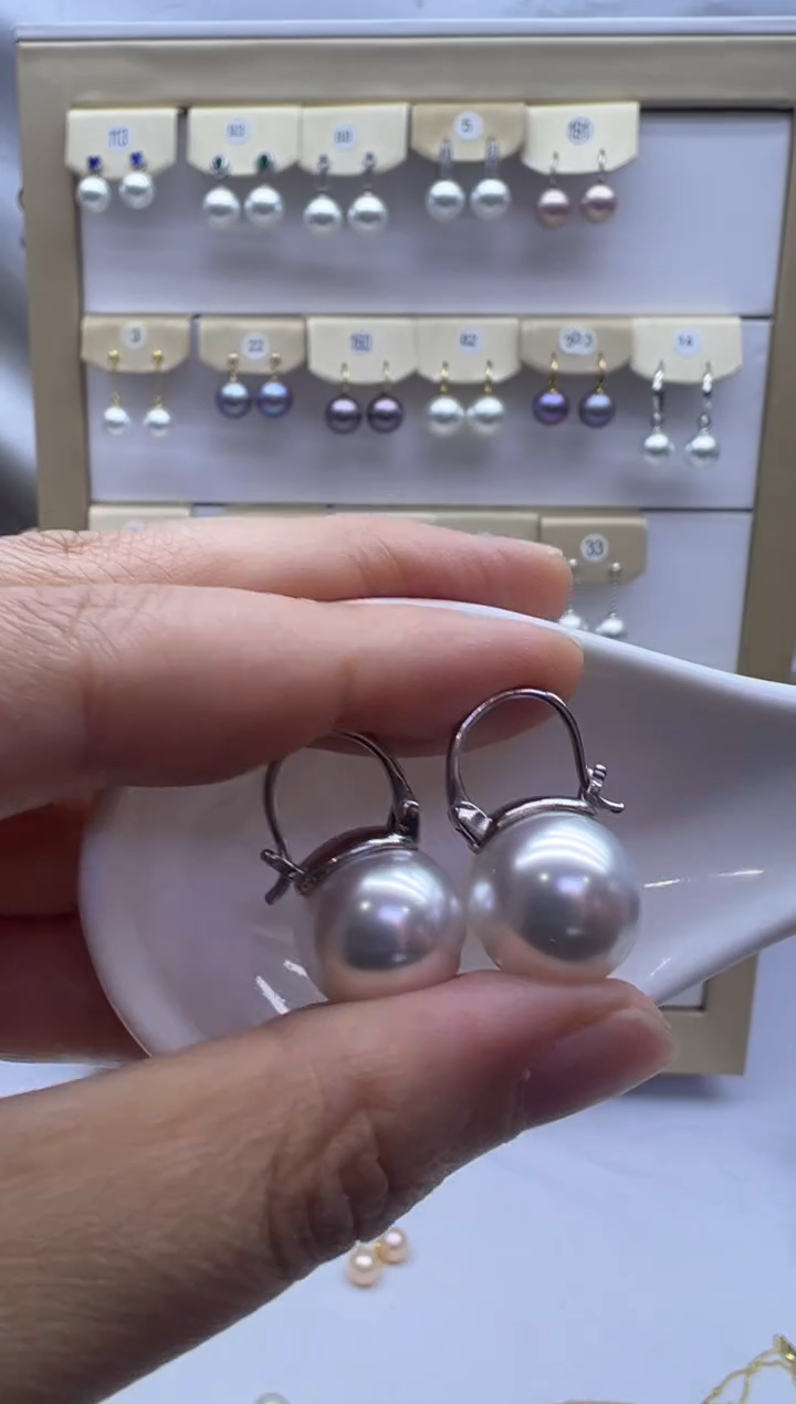 银S925镶嵌耳饰淡水珍珠600