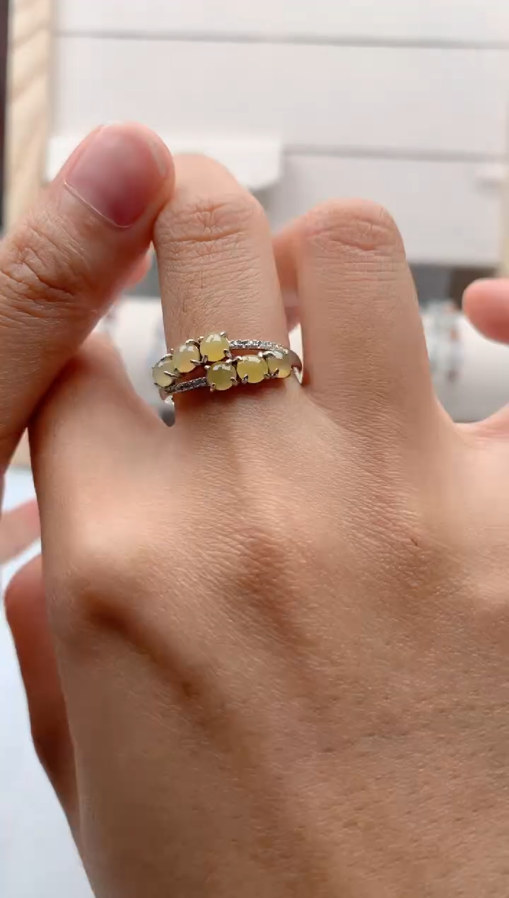 翡翠戒指银S925镶嵌3号