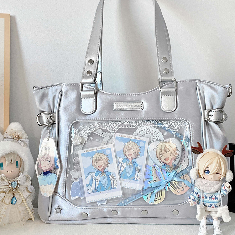 香蕉家原创设计梦幻星辰大容量痛包双面痛窗娃包单肩斜挎缎面包秋